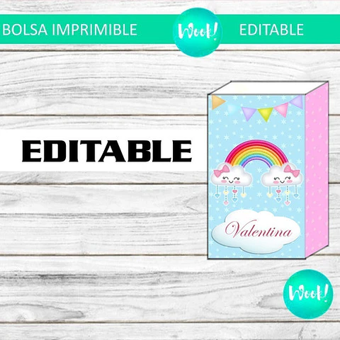 Bolsa Golosinera Imprimible Editable Arcoíris Lluvia De Amor