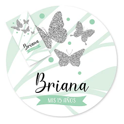 Kit Imprimible Mariposa Mariposas Verde Agua Candy Bar
