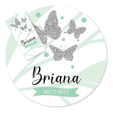 Kit Imprimible Mariposa Mariposas Verde Agua Candy Bar