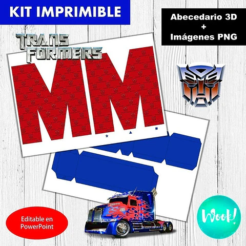 Kit Imprimible Letras 3d Editables Transformers +  