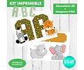 Kit Imprimible Animales De La Selva Letras 3d Editable +  
