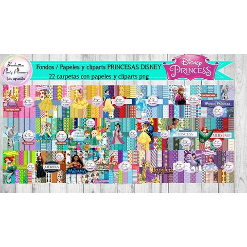 Fondos / Papeles Y Clipart Princesas Disney  Kit Imprimible