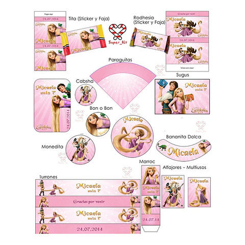 Kit Imprimible Enredados Rapunzel Editable
