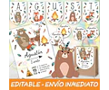 Kit Imprimible Animales Del Bosque Tribal 100% Editable