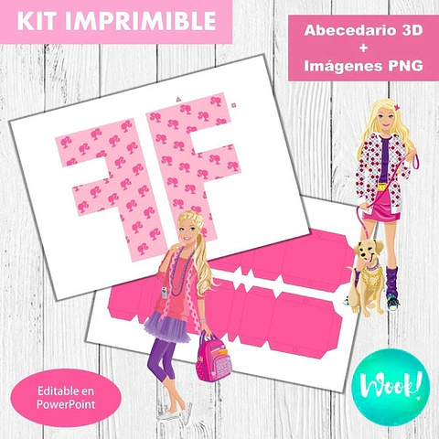 Kit Imprimible Letras 3d Editables Barbie +  