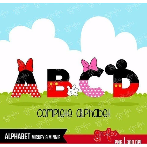 Kit Imprimible Alfabeto Mickey Y Minnie
