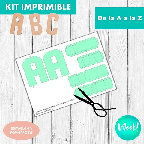 Kit Imprimible Molde Mini Letras 3d Editables + Papeles