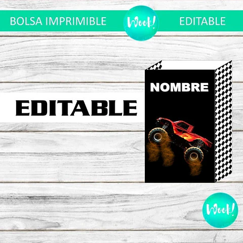 Bolsita Golosinera Imprimible Editable De Auto Monster Truck