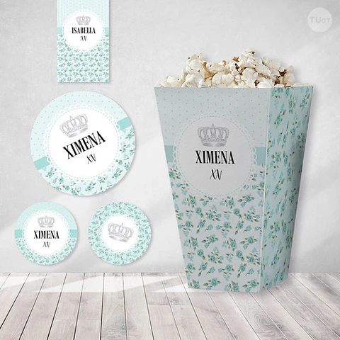 Kit Imprimible Coronita Flores Tiffany Candy Bar Tukit