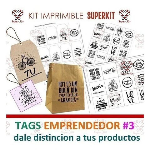 Kit Imprimible Tags Emprendedor Mod 3 Destaca Tus Envios!