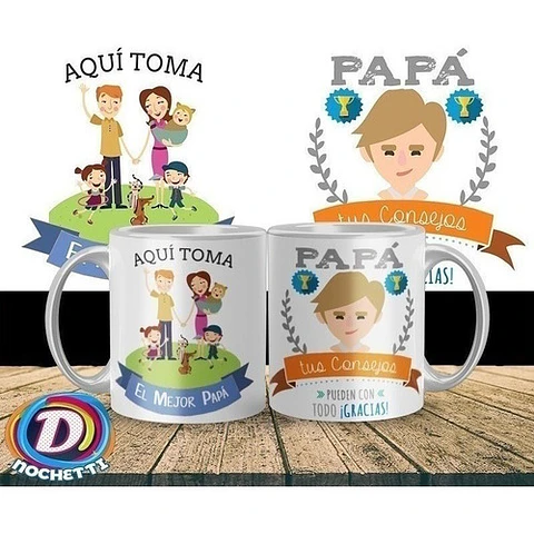Pack #2 Plantillas Sublimación Tazas - Día Del Padre / Corel