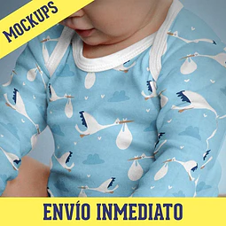 8 Mockups Para Bodys Bebe Sublimación Diseños Muy Real