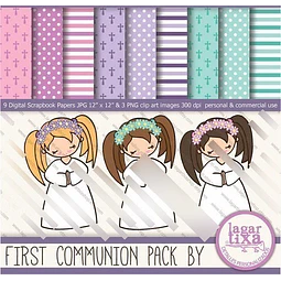 Kit Imprimible Comunión 16 - 9 Fondos 2 Imagenes
