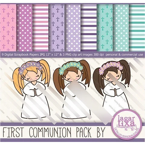 Kit Imprimible Comunión 16 - 9 Fondos 2 Imagenes