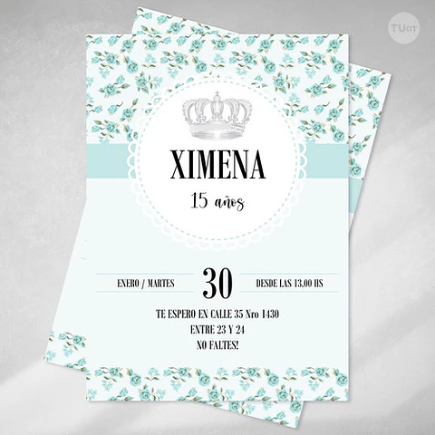 Kit Imprimible Coronita Flores Tiffany Candy Bar Tukit