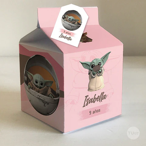 Kit Imprimible Baby Yoda Rosa Tukit