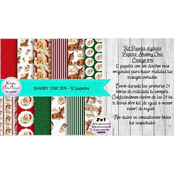 Papeles Digitales Shabby Chic Vintage Navidad B76