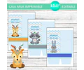 Kit Imprimible X10 Cajas Milk Grandes Animalitos Nórdicos