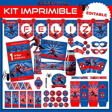 Kit Imprimible Spiderman 100% Editable Hombre Araña