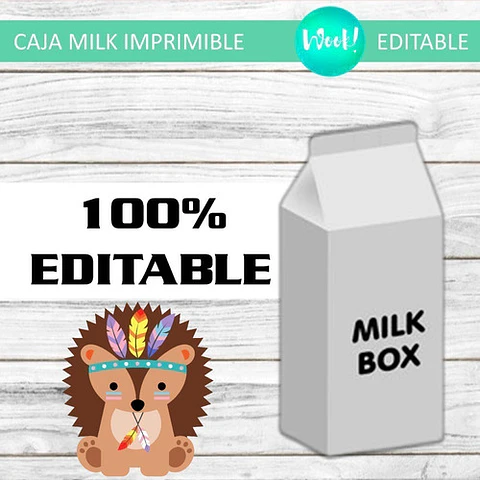 Kit Imprimible X10 Cajas Milk Grandes Animalitos Nórdicos