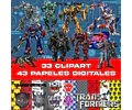 Kit Digital Transformers Clipart Png + Papeles Digitales