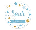 Kit Imprimible Estrellas Glitter Dorado Blanco Celeste Candy