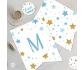 Kit Imprimible Estrellas Glitter Dorado Blanco Celeste Candy