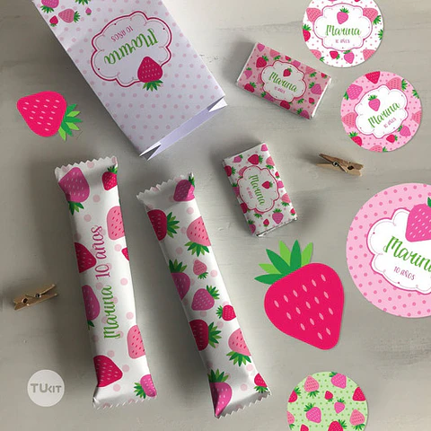 Kit Imprimible Frutillitas Frutillas Strawberry Candy Bar