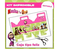 Kit Imprimible Masha Y El Oso Editable + Libro Para Colorear