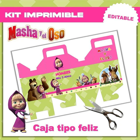 Kit Imprimible Masha Y El Oso Editable + Libro Para Colorear