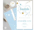 Kit Imprimible Estrellas Glitter Dorado Blanco Celeste Candy