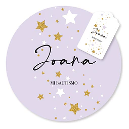 Kit Imprimible Estrellas Dorado Lila Tukit