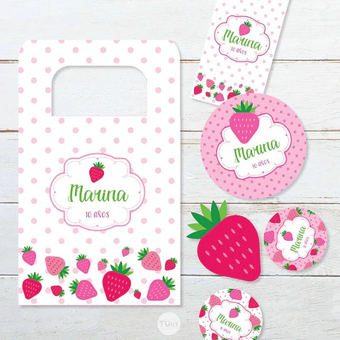Kit Imprimible Frutillitas Frutillas Strawberry Candy Bar