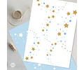 Kit Imprimible Estrellas Glitter Dorado Blanco Celeste Candy