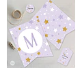 Kit Imprimible Estrellas Dorado Lila Tukit
