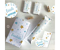 Kit Imprimible Estrellas Glitter Dorado Blanco Celeste Candy