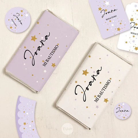 Kit Imprimible Estrellas Dorado Lila Tukit