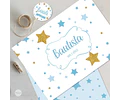 Kit Imprimible Estrellas Glitter Dorado Blanco Celeste Candy