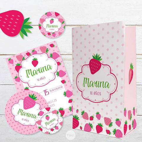 Kit Imprimible Frutillitas Frutillas Strawberry Candy Bar
