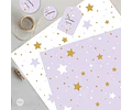 Kit Imprimible Estrellas Dorado Lila Tukit