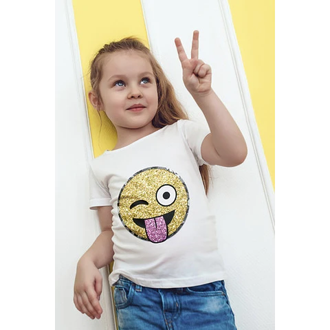 Plantillas Diseños Para Remeras Emojis Glitter Sublimación 