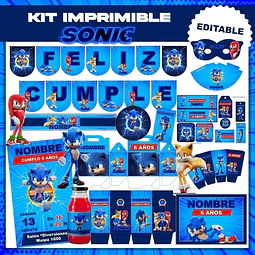 Kit Imprimible Sonic La Película Deco Y Candy 100% Editable