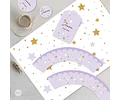 Kit Imprimible Estrellas Dorado Lila Tukit