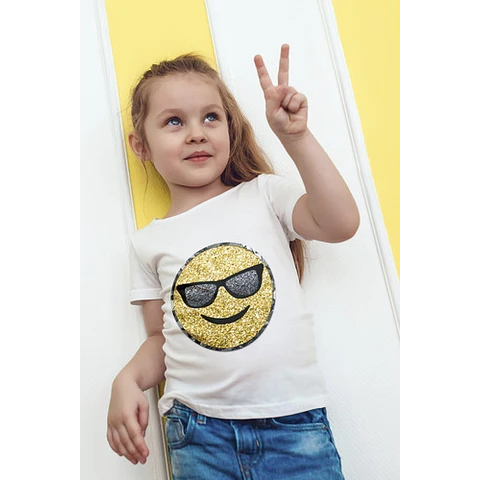 Plantillas Diseños Para Remeras Emojis Glitter Sublimación 