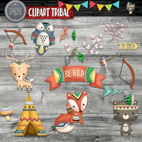 Pack Imágenes Hd Clipart Animalitos Tribal Modelo 1 + Regalo