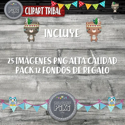 Pack Imágenes Hd Clipart Animalitos Tribal Modelo 1 + Regalo