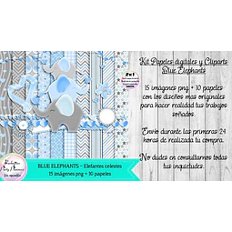 Papeles Y Cliparts Png Elefantes Celestes Kit Imprimible