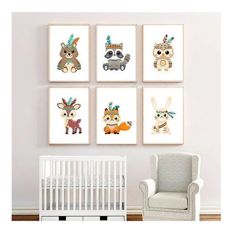 Kit X 6 Láminas Animales Nórdicos Imprimibles