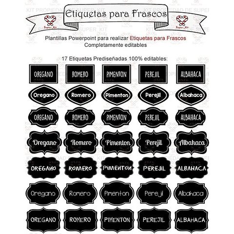 Kit Imprimible Etiquetas Frascos Especiero Cereales Editable