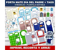 Kit Imprimible X 8 Porta Mate Día Del Padre Editable +  